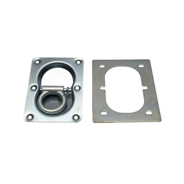 Double Plate Embedded Flush D Ring Tie Down Anchor for Enclosed Cargo Trailers, Rustproof Zinc Alloy Recessed Floor Lashing Ring, Easy Install for Long-Term Cargo Securement